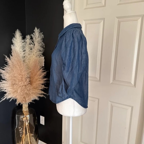 Splendid Puff Sleeve Denim Button Down Shirt 
size Small - Picture 6 of 12